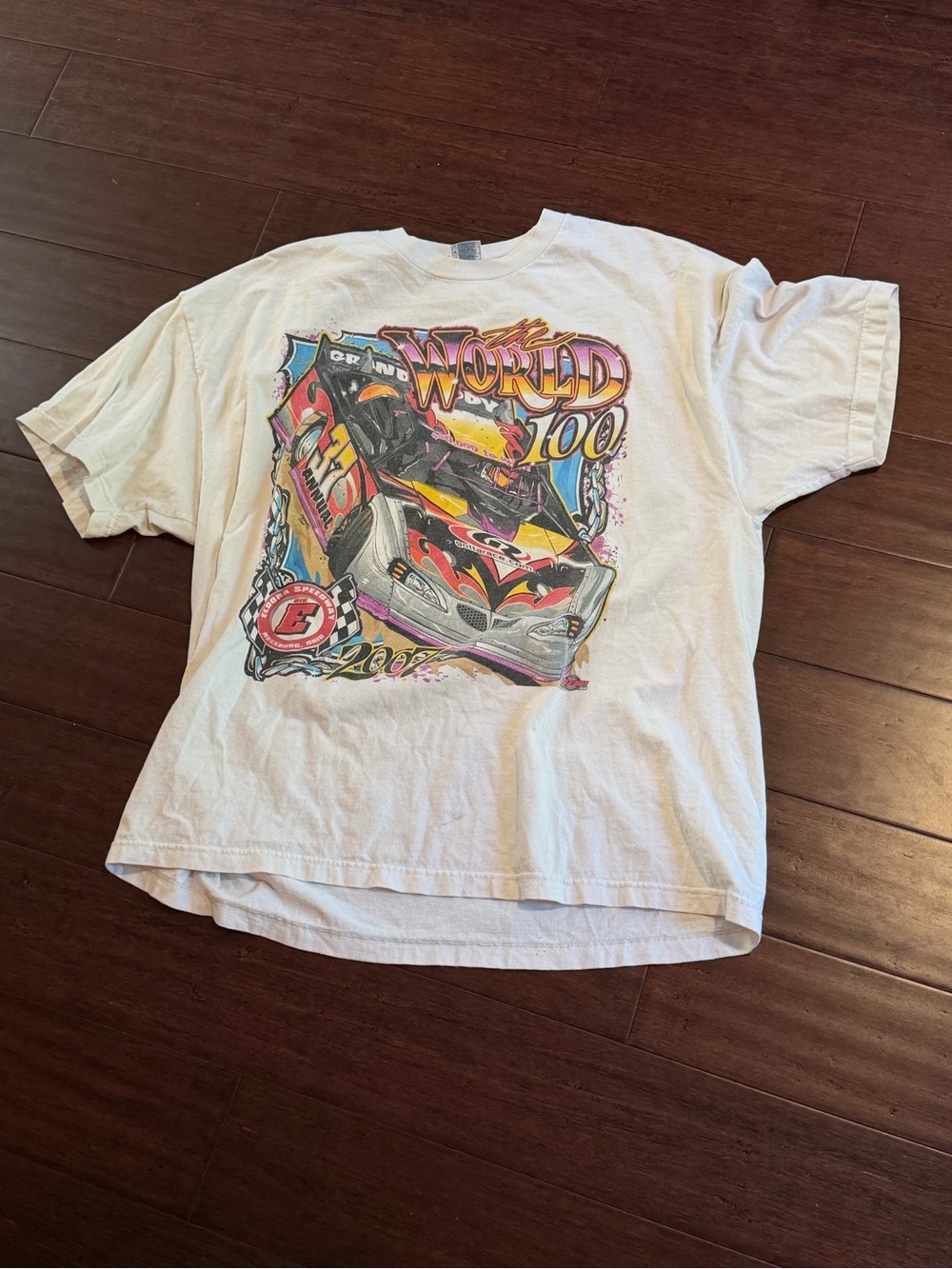 White Graphic Racing Short Sleeve Tee